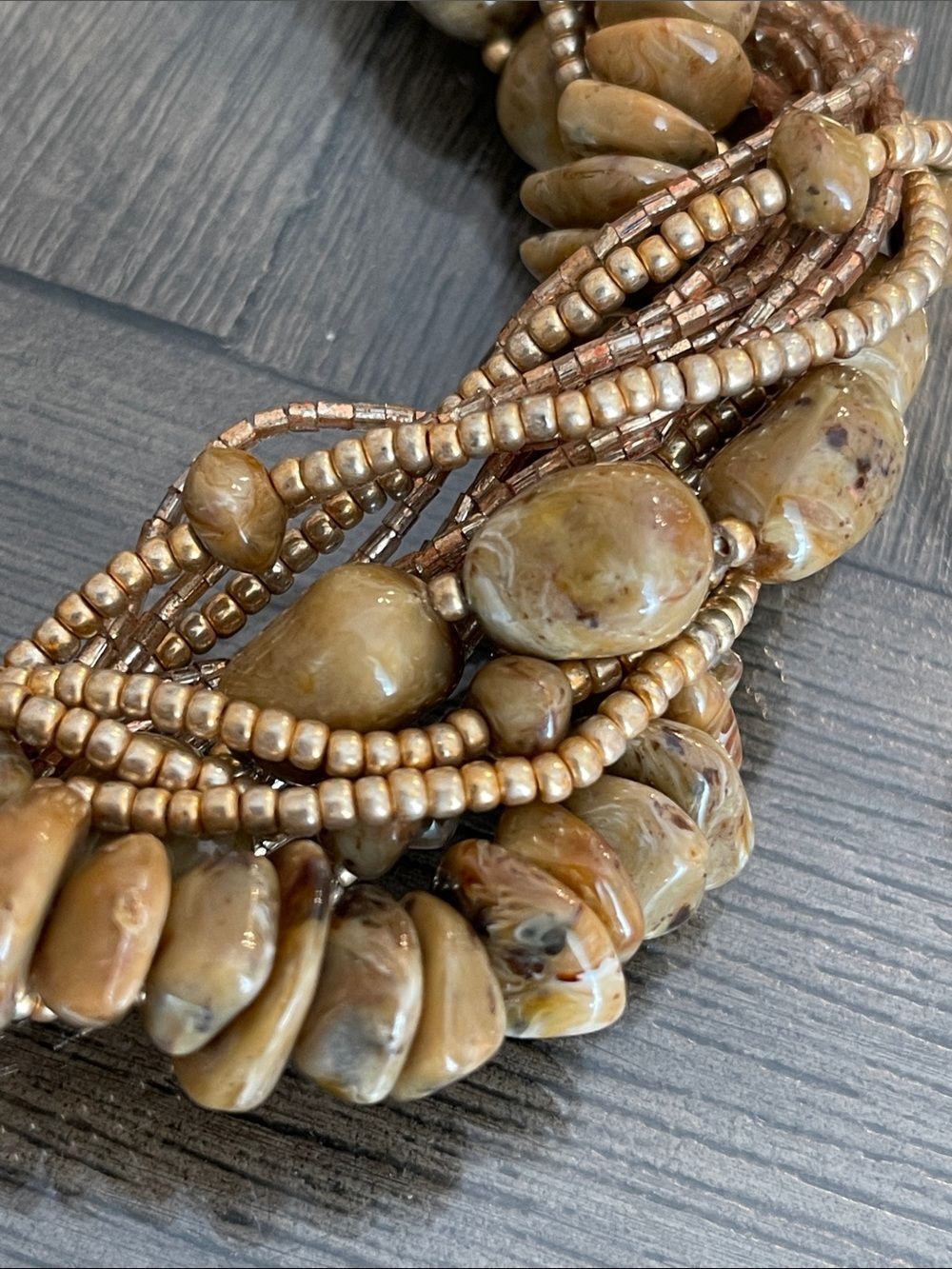 Vintage Multi-strand Chunky Statement Necklace Acrylic Beads Faux Jasper/Agate - Picture 13 of 16